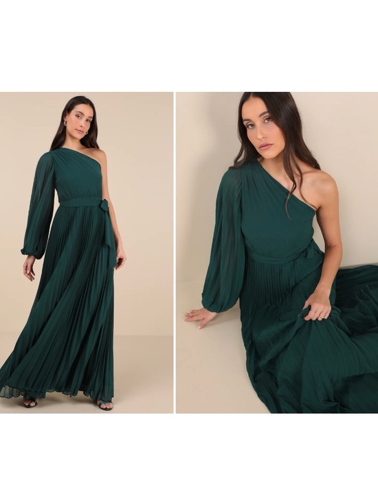 Lulus Dresses & Skirts - NWOT Lulus Divine Charm Emerald Green One-Shoulder Maxi Dress L